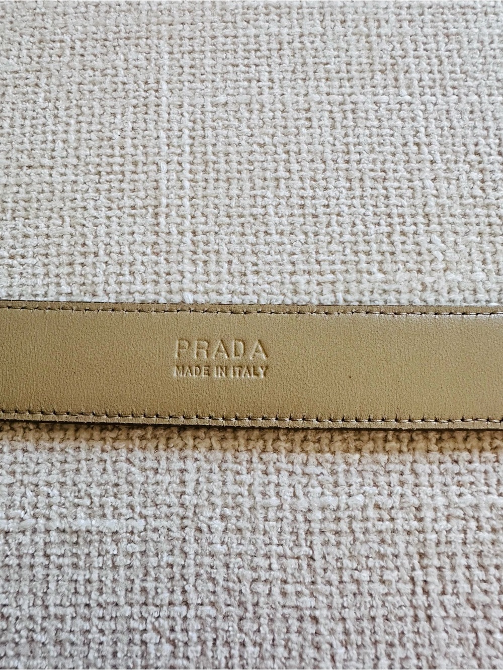 Prada Beige Saffiano Leather Belt Bag Strap with Gold-Tone Plaque - Picture 6 of 9